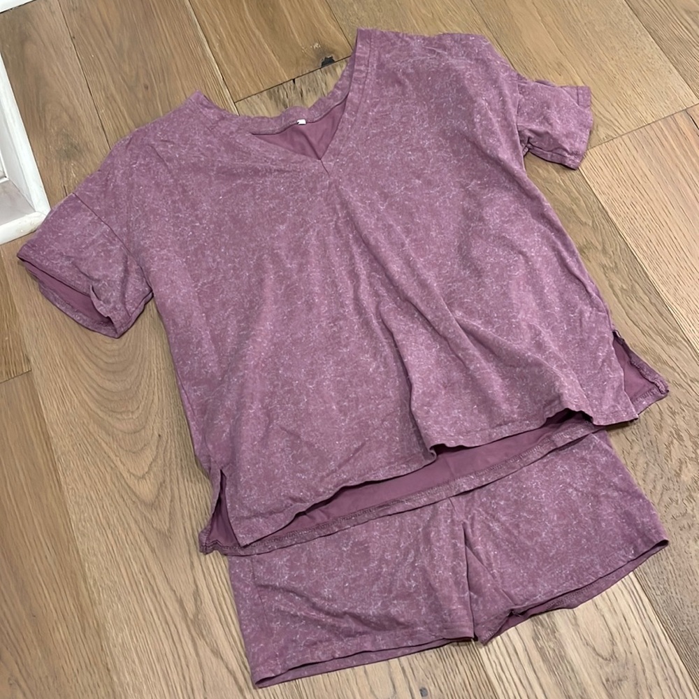 Boutique biker shorts and oversized shirt set